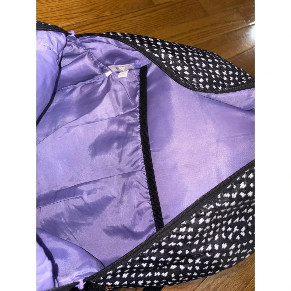 Thirty One‎ Backpack Black White Geometric Print Purple Zipper Mesh Pockets